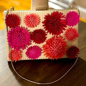 Kate Spade Straw Floral Emanuelle Montigo Clutch